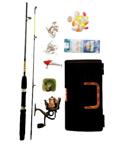 Kit Pesca 1 Vara X-Power 2 pts+1 Molinete X-Power 2000 3 Rol + Cabo Aço +Vários acessórios