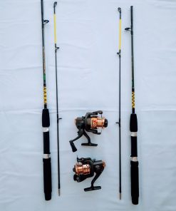 KIT PESCA – 2 varas 1,35m+2 Molinetes 1000+ acessórios